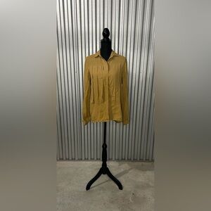 Women’s Vintage Christian Koban Gold Link Silk Designer Pleated Blouse Size 46